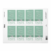 Mint, White Floral PRINTED Ribbon Weduwlabel Etiket (Full Sheet)
