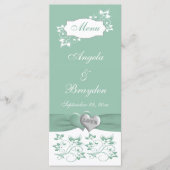 Mint, White Floral Wedding Menu Kaart (Voorkant)