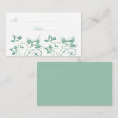 Mint, White Floral Wedding Plaatskaart Plaatskaartje (Voorkant / Achterkant)