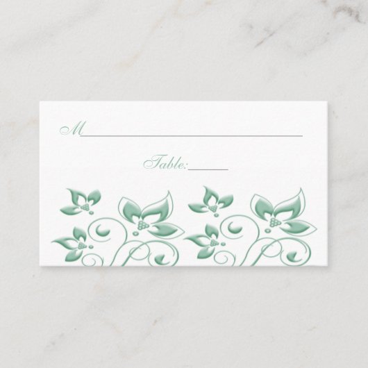 Mint, White Floral Wedding Plaatskaart Plaatskaartje (Voorkant)