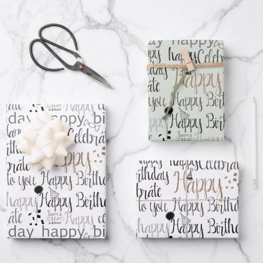 Mint White Fun Happy Balloons Birthday Inpakpapier Vel (Voorkant)