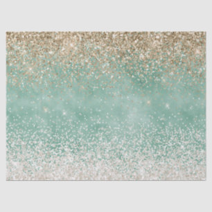 Mint White Glam Gold Sparkle Glitter Tissuepapier