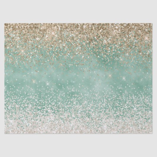 Mint White Glam Gold Sparkle Glitter Tissuepapier (Voorkant)