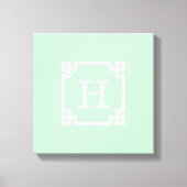 Mint White Greek Key Lijst #2 Initiaal Monogram Canvas Afdruk (Voorkant)