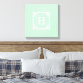 Mint White Greek Key Lijst #2 Initiaal Monogram Canvas Afdruk (Insitu (Slaapkamer))