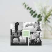 Mint White Hartelijk dank Je bruiloft 4 Foto Brief Briefkaart (Staand voorkant)