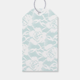 Mint White Lace Rozen Floral Cadeaulabel