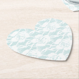 Mint White Lace Rozen Floral Kartonnen Onderzetters
