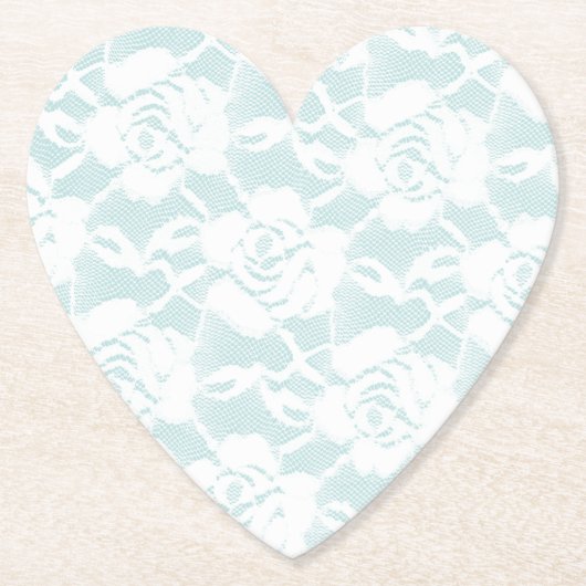 Mint White Lace Rozen Floral Kartonnen Onderzetters (Voorkant)