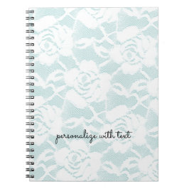 Mint White Lace Rozen Floral Notitieboek