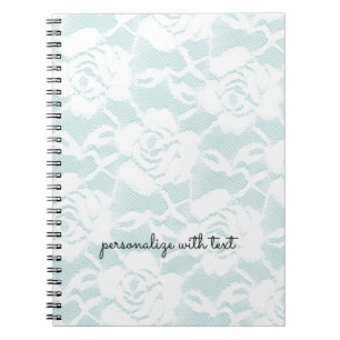 Mint White Lace Rozen Floral Notitieboek