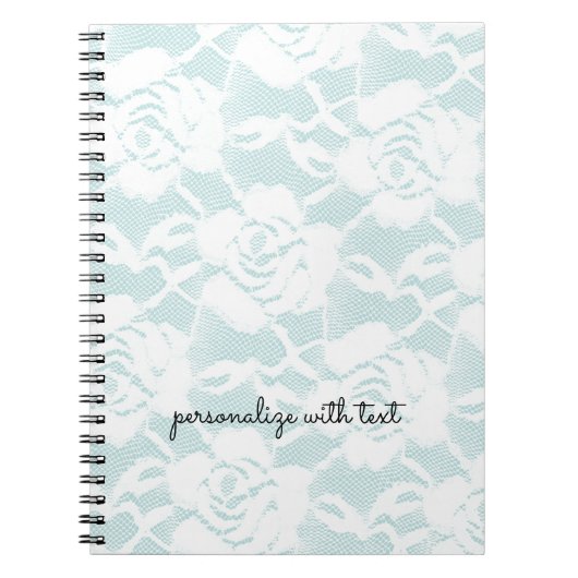 Mint White Lace Rozen Floral Notitieboek (Voorkant)