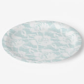 Mint White Lace Rozen Floral Papieren Bordje (Gekanteld)