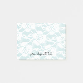 Mint White Lace Rozen Floral Post-it® Notes