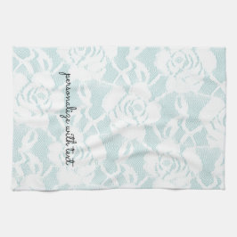 Mint White Lace Rozen Floral Theedoek