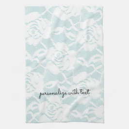 Mint White Lace Rozen Floral Theedoek