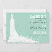 Mint & White Lace Wedding Dress Save the Date Magnetische Uitnodiging (Voorkant)