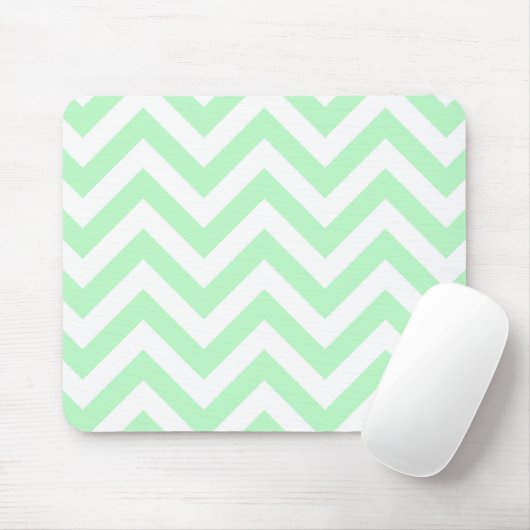 Mint White Large Chevron ZigZag Pattern Muismat (Met muis)