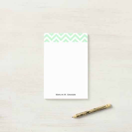 Mint White Large Chevron ZigZag Pattern Post-it® Notes (Op bureau)