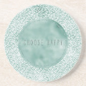 Mint White Leopard Print Zandsteen Onderzetter (Voorkant)