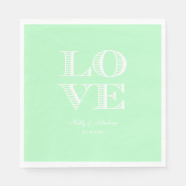 Mint, White LOVE Napkins Servet