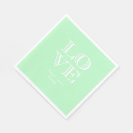 Mint, White LOVE Napkins Servet (Hoek)