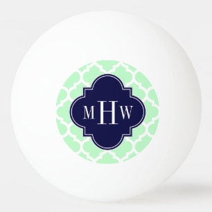 Mint, White Moroccan #5 Navy 3 Initiaal monogram Pingpongbal