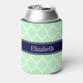 Mint White Moroccan #5 Navy Blue Name Monogram Blikjeskoeler (Blikje Achterkant)