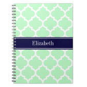 Mint White Moroccan #5 Navy Blue Name Monogram Notitieboek (Voorkant)