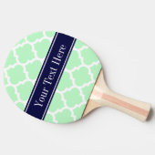 Mint White Moroccan #5 Navy Blue Name Monogram Tafeltennisbatje (Zijkant)