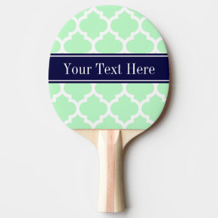 Mint White Moroccan #5 Navy Blue Name Monogram Tafeltennisbatje