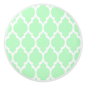 Mint White Moroccan Quatrefoil Pattern #4 Keramische Knop (Voorkant)