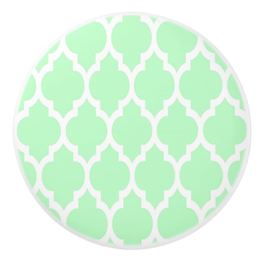 Mint White Moroccan Quatrefoil Pattern #4 Keramische Knop (Voorkant)