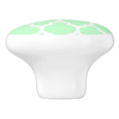 Mint White Moroccan Quatrefoil Pattern #4 Keramische Knop (Zijkant)