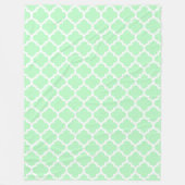 Mint White Moroccan Quatrefoil Pattern #5 Fleece Deken (Voorkant)