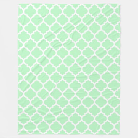 Mint White Moroccan Quatrefoil Pattern #5 Fleece Deken (Voorkant)
