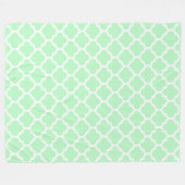 Mint White Moroccan Quatrefoil Pattern #5 Fleece Deken (Voorkant (Horizontaal))