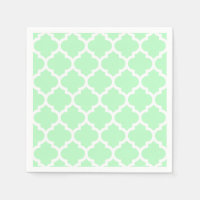 Mint White Moroccan Quatrefoil Pattern #5