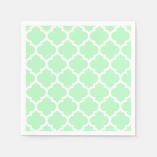 Mint White Moroccan Quatrefoil Pattern #5 Servetten