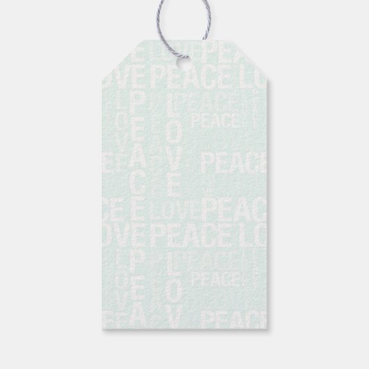 Mint White Peace Love Christmas Cadeaulabel (Achterkant)