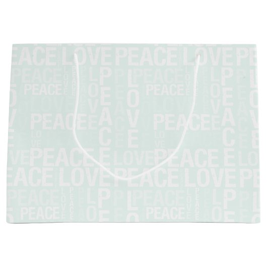 Mint White Peace Love Christmas Groot Cadeauzakje (Voorkant)