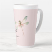 Mint White Pink Dragonfly Latte Mok (Rechterhoek)