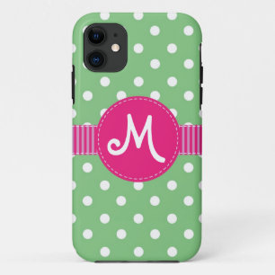 Mint & White Polka Dots Ribbon  Case-Mate iPhone Case