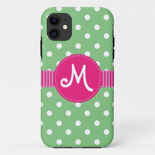 Mint & White Polka Dots Ribbon  Case-Mate iPhone Case (Achterkant)