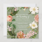 Mint White Rose  Botanical Floral Wedding Kaart (Voorkant)