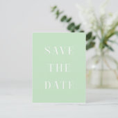 Mint & White SAVE THE DATE Modern Type Postkaart Aankondigingskaart (Staand voorkant)