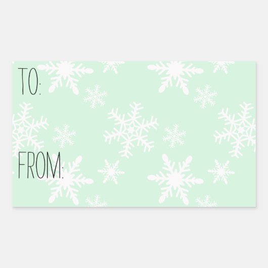 Mint White Sneeuwvlokken Gift Label (Voorkant)