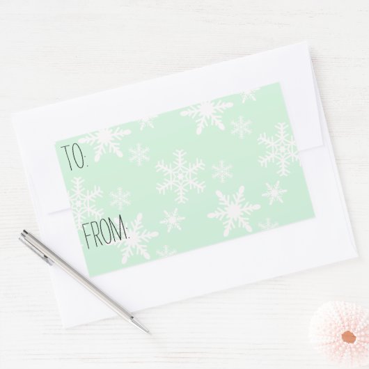 Mint White Sneeuwvlokken Gift Label (Envelop)
