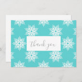 Mint White Snowflake Pattern Bedankkaart (Voorkant / Achterkant)