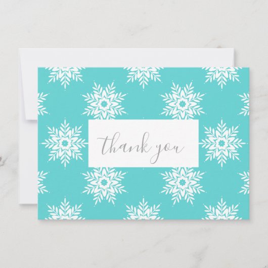 Mint White Snowflake Pattern Bedankkaart (Voorkant)